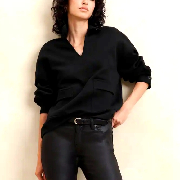 Banana Republic Tops - BR Black Scuba Patch Pocket Sweatshirt